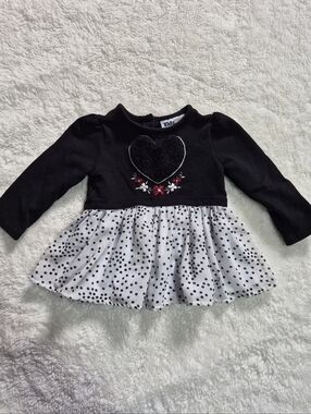 18 Month Black & White Polka Dot Heart Longsleeve Top